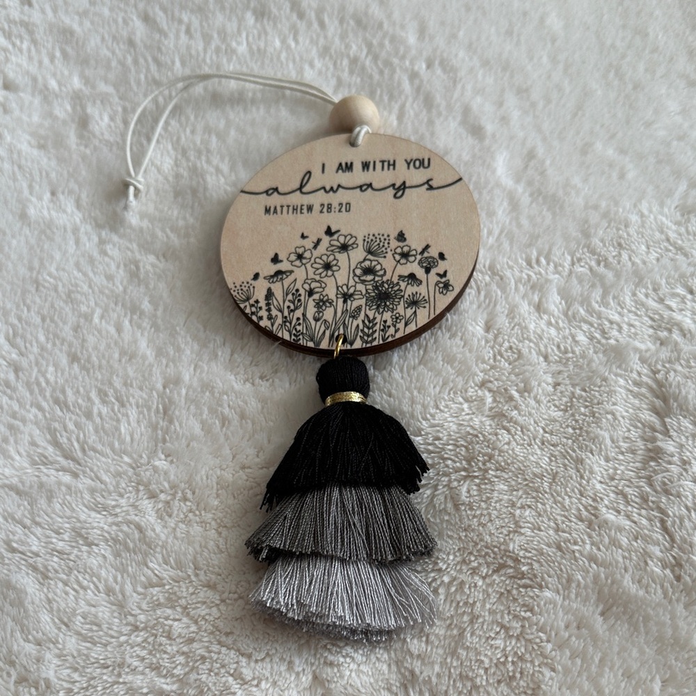 Inspirational Scripture Rear View Mirror Hanging Daily Inspiration with Tassels - Picture 5 of 10